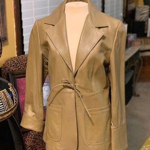 Pamela McCoy green leather jacket